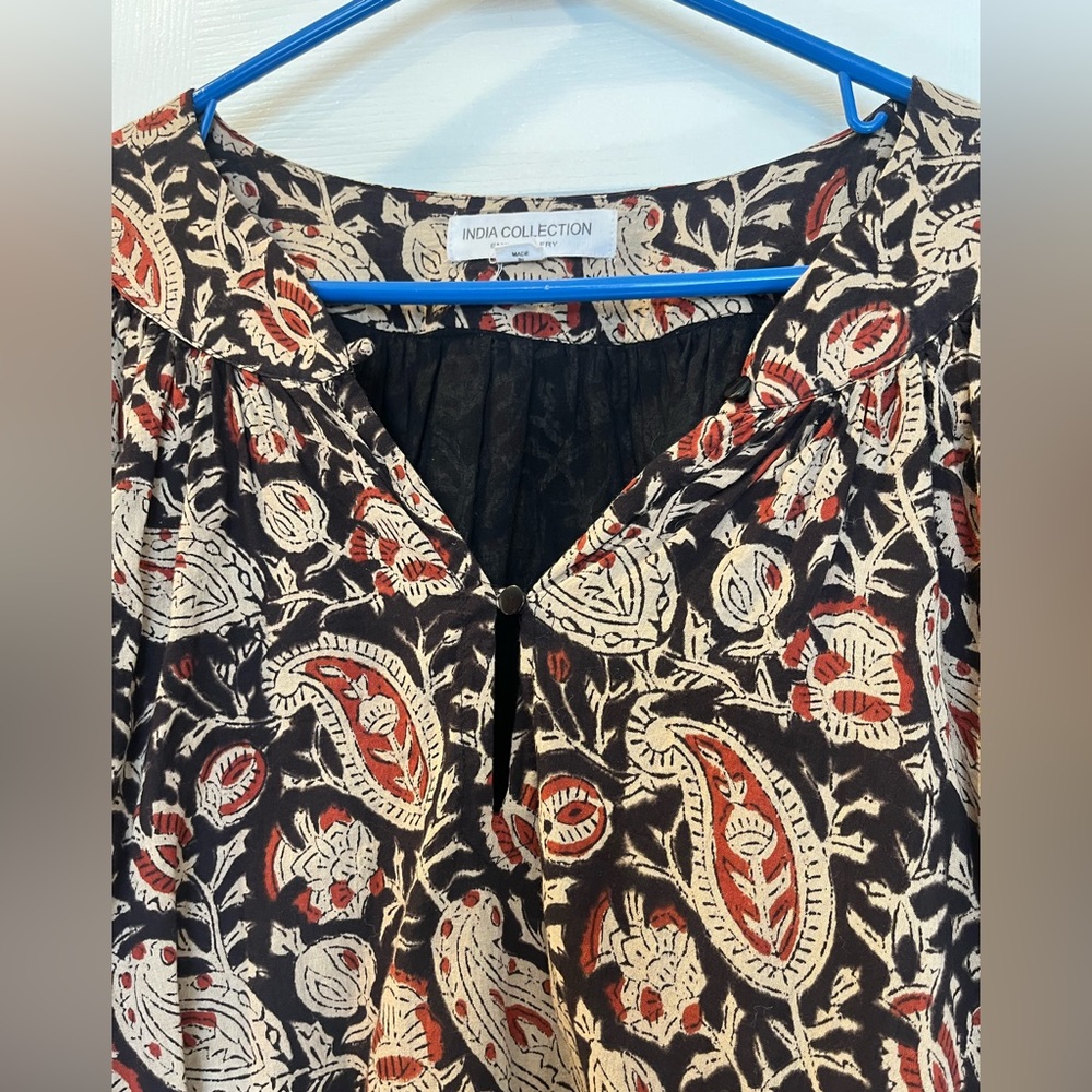 Emerson Fry Black Paisley Print Peasant Blouse - Picture 3 of 8